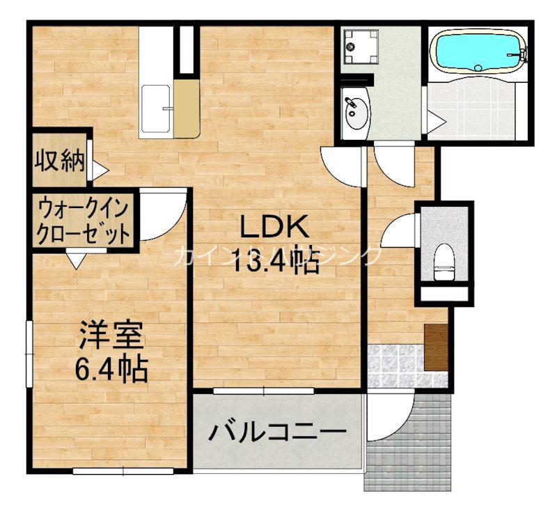 あびたVI(1LDK/1階)の間取り写真