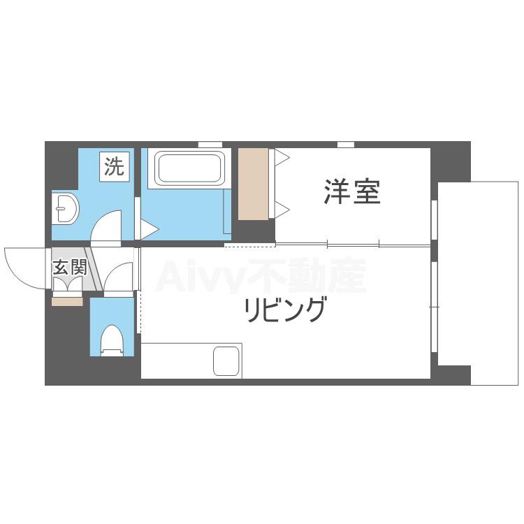 ALZA KITAHORIE(1LDK/6階)の間取り写真