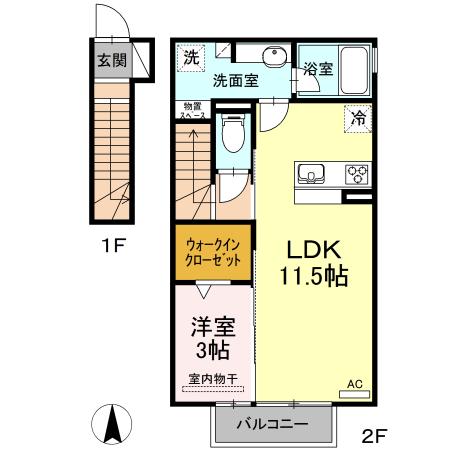 レイズハウス(1LDK/2階)の間取り写真