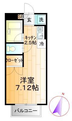クレール習志野台(ワンルーム/1階)の間取り写真