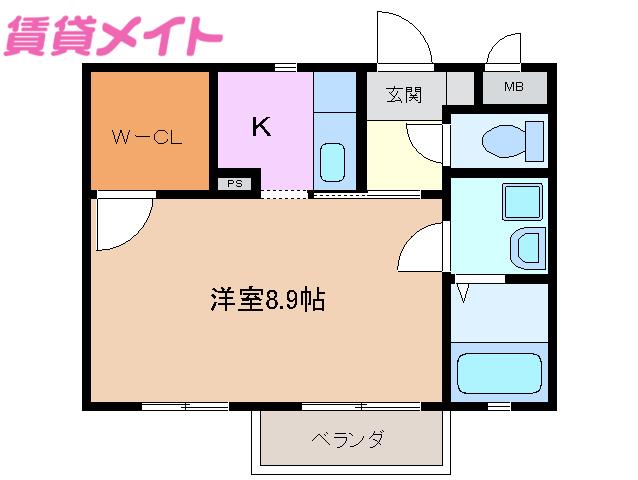 メゾンM&K(1K/1階)の間取り写真