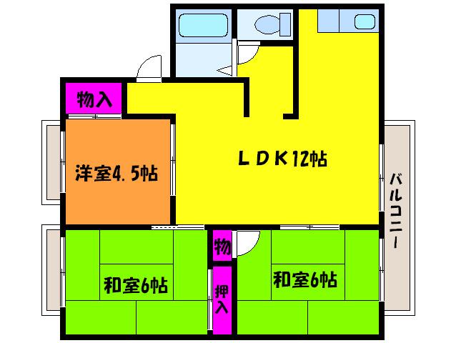 ピッコロモンドF棟(3LDK/1階)の間取り写真