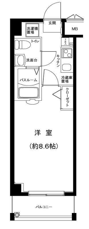 グランフォース北綾瀬(1K/7階)の間取り写真