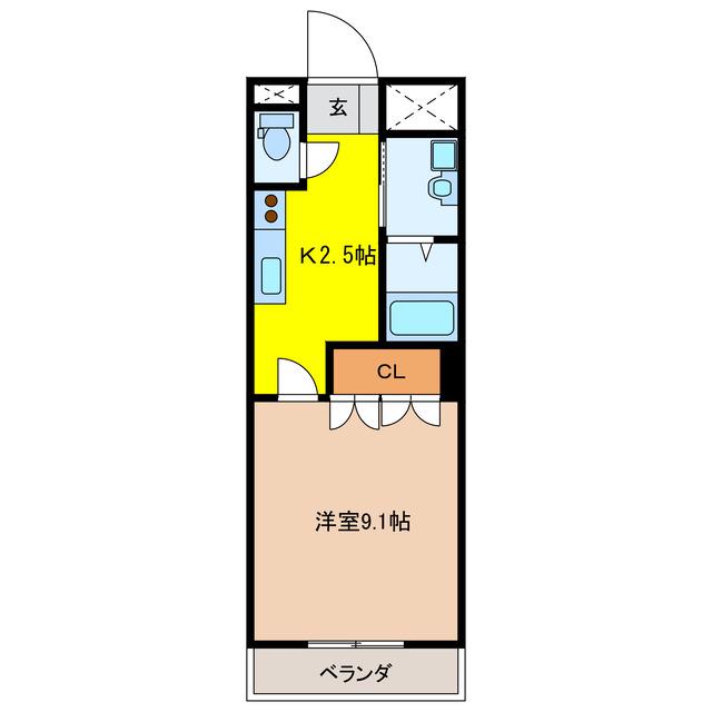 コンビブレ(1K/2階)の間取り写真
