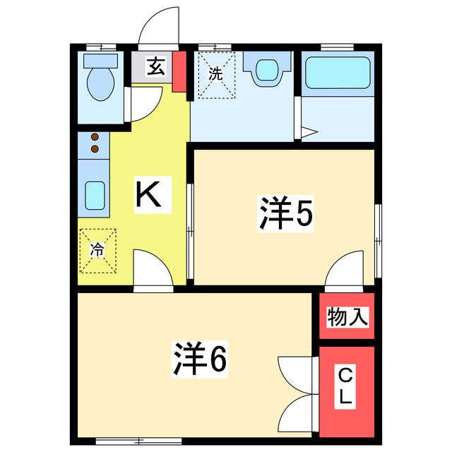 エルフォード住吉(2K/1階)の間取り写真