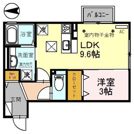 ウエストベル(1LDK/1階)の間取り写真