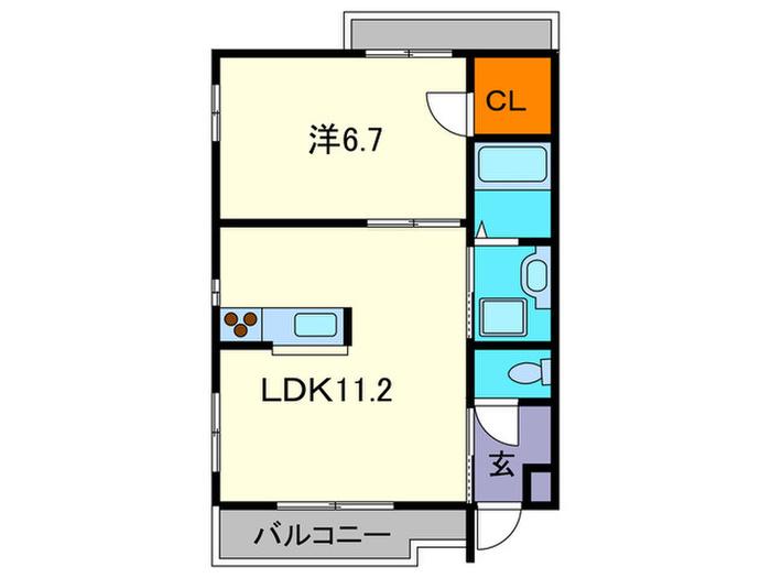 ハイローム北昭和II(1LDK/1階)の間取り写真