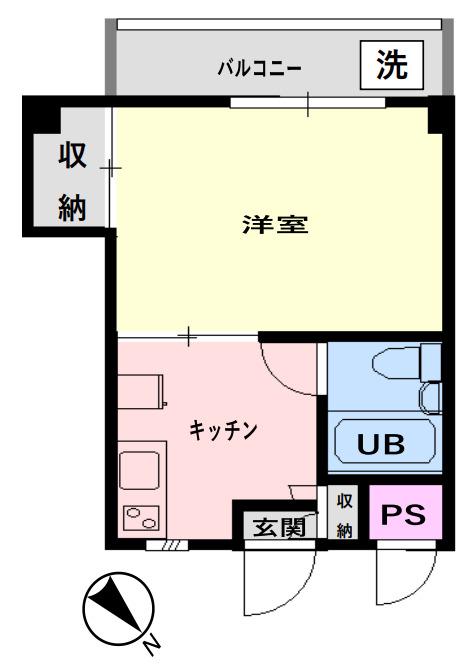 松ケ丘コーポ(1K/1階)の間取り写真