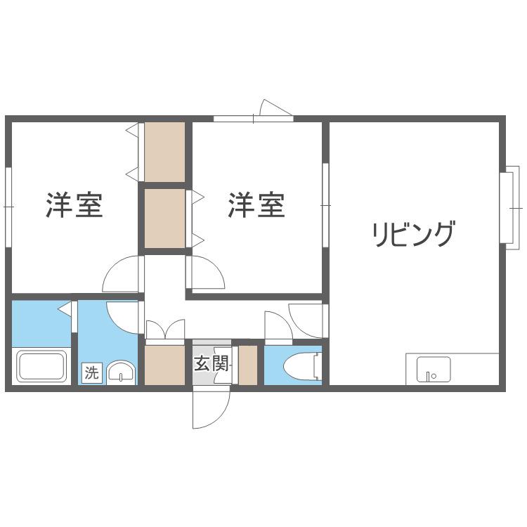 イーストヒルズ(2LDK/3階)の間取り写真