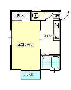 ピュール(1K/2階)の間取り写真
