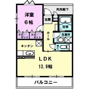 ル・キャステル(1LDK/4階)の間取り写真