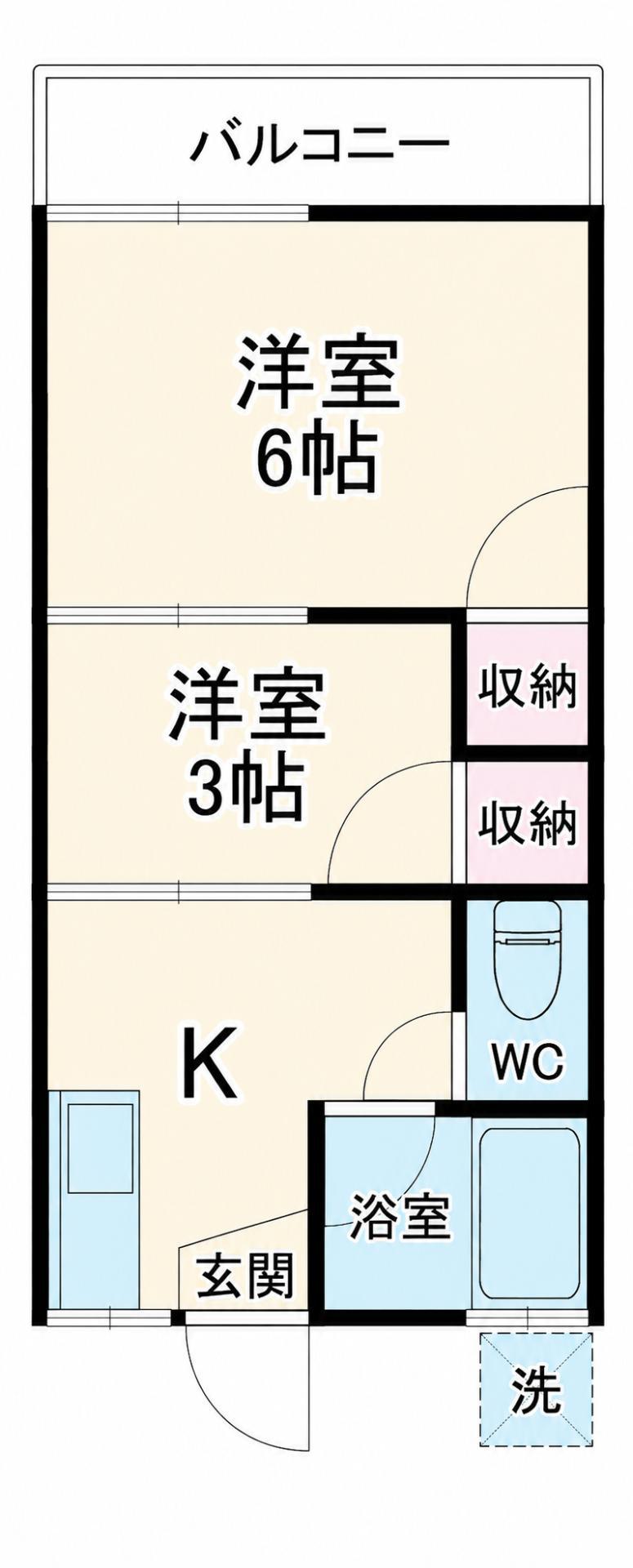 松風荘(2K/2階)の間取り写真