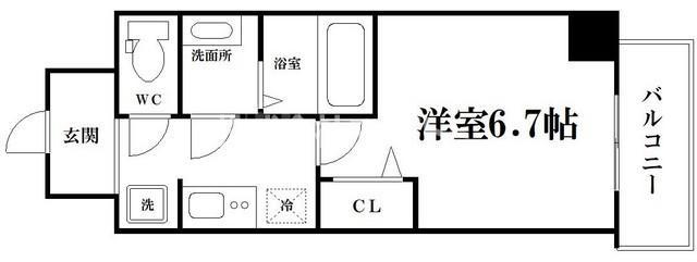 グランパシフィック弁天町(1K/4階)の間取り写真