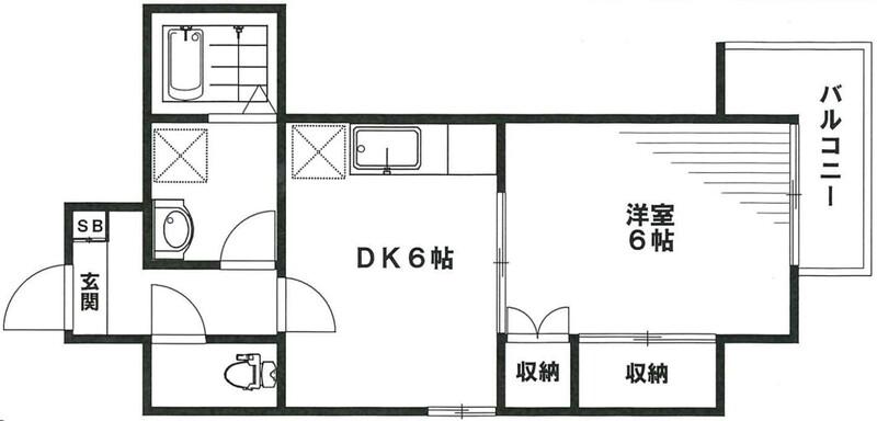 デルフィス梅ヶ丘(1DK/2階)の間取り写真