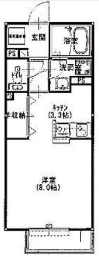 ハイツエイトII(ワンルーム/2階)の間取り写真