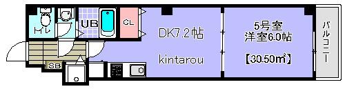 エクセレントコート津田沼(1DK/2階)の間取り写真