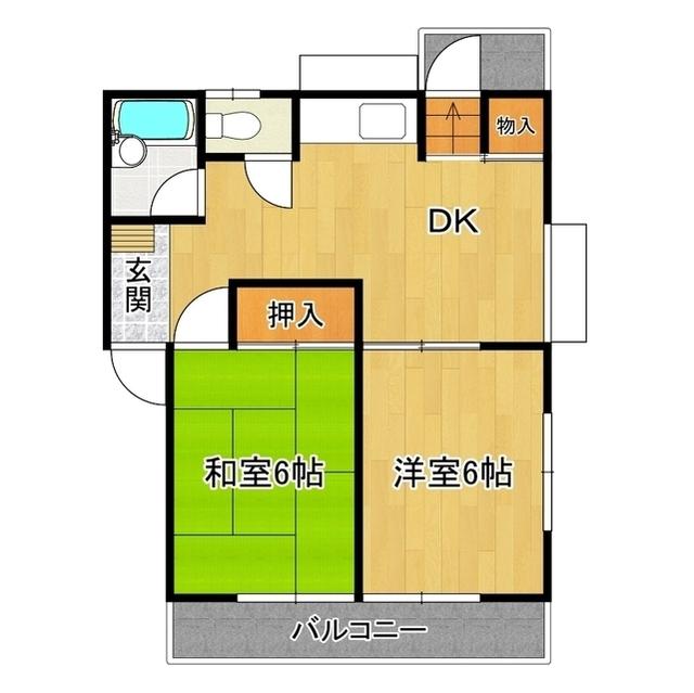 KKレジデンス若栗(2DK/2階)の間取り写真
