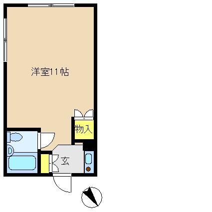 指扇ハイツ(ワンルーム/1階)の間取り写真