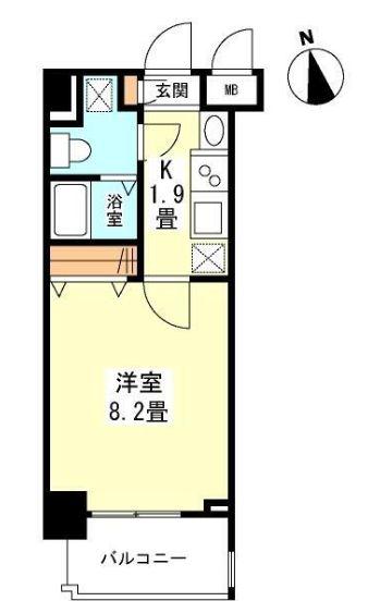 ガーラプレイス新宿御苑(1K/8階)の間取り写真