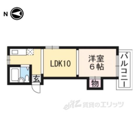 グランディール衣笠(1LDK/2階)の間取り写真