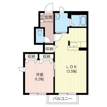 ラピスC(2LDK/2階)の間取り写真