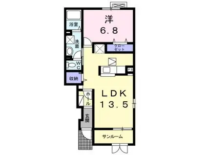 Gセレッソ II(1LDK/1階)の間取り写真