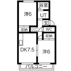ルポール(2DK/2階)の間取り写真