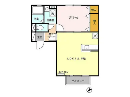 ドミール八橋(1LDK/2階)の間取り写真