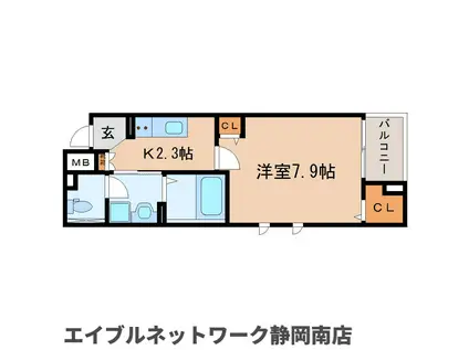 グレイスコモンズ東静岡(1K/5階)の間取り写真