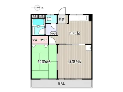 メゾンキャメリア(2DK/1階)の間取り写真