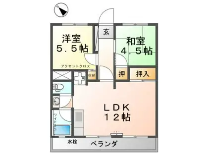 新清洲マンション(2LDK/4階)の間取り写真