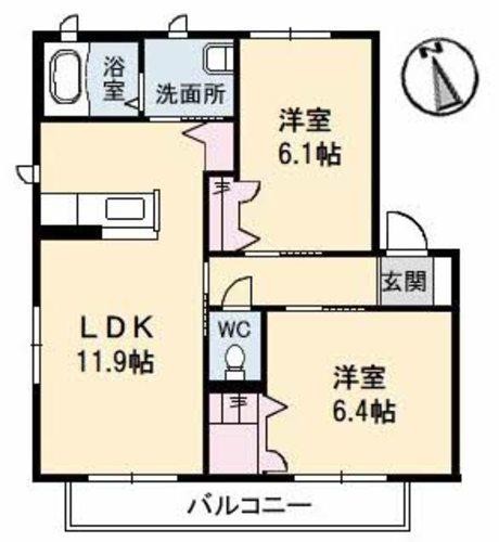 アビタシオン長野 C棟(2LDK/1階)の間取り写真