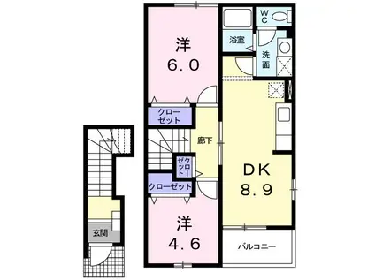 プライムアオヤマ(2DK/2階)の間取り写真