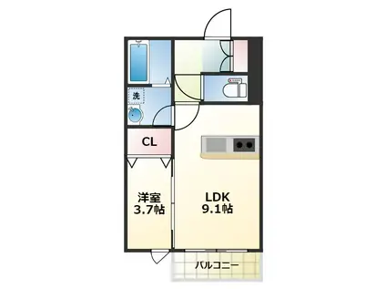 CS津福(1LDK/2階)の間取り写真