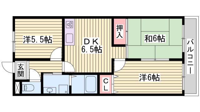 ロイヤルコーポ姫路栗山町(3DK/10階)の間取り写真