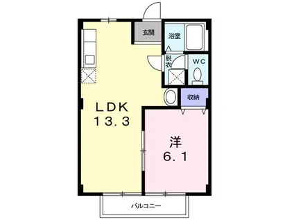 ホーリハイツA(1LDK/1階)の間取り写真