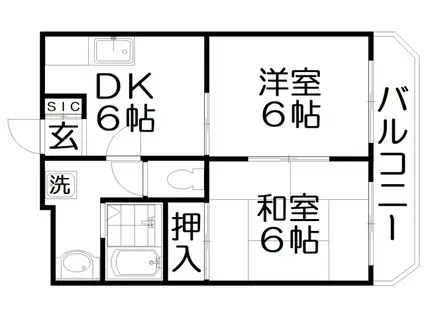 山本マンション(2DK/2階)の間取り写真