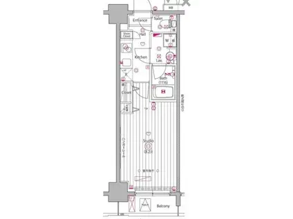 グランド・ガーラ白金高輪II(1K/8階)の間取り写真