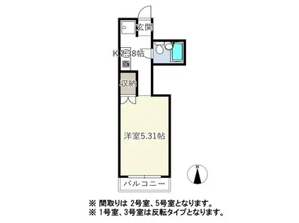 ポートヒル権太坂2(1K/3階)の間取り写真