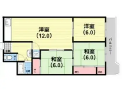 東朋第一マンション(3LDK/5階)の間取り写真