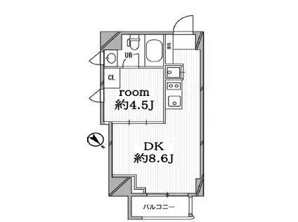 コートモデリア広尾(1DK/4階)の間取り写真