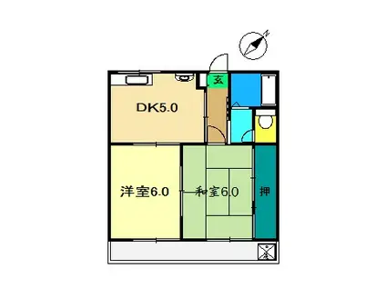 島田第2マンション(2DK/1階)の間取り写真