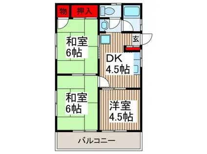 グリーンハイムナカD(3DK/2階)の間取り写真