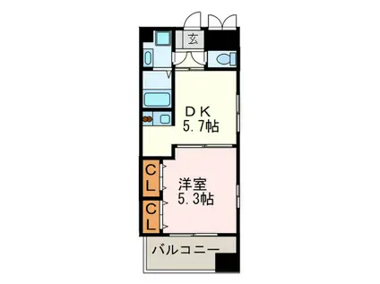 マインズ博多駅東(1DK/3階)の間取り写真