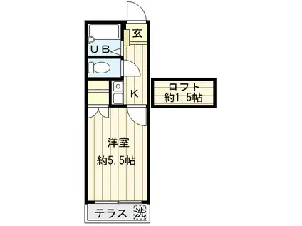 ハイツ浦和(1K/1階)の間取り写真