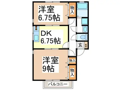 ハイカムール篠ノ井(2DK/1階)の間取り写真