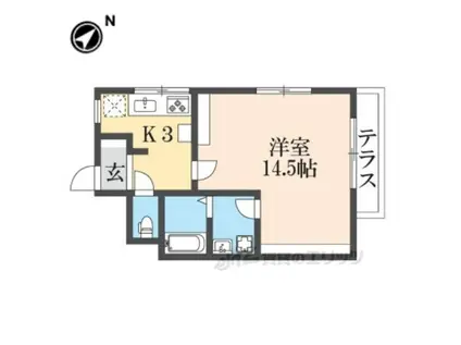 オルボス壱分(1K/1階)の間取り写真