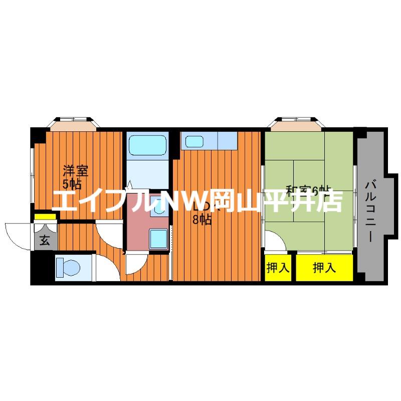 赤田ハイツ(2LDK/1階)の間取り写真