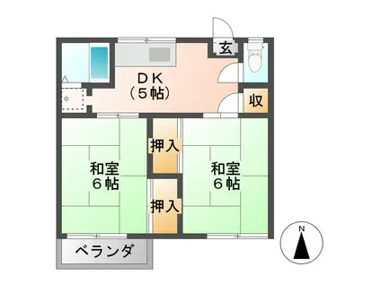 フォーブル伴野(2K/2階)の間取り写真