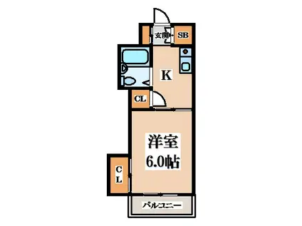 グロースハイツ忍ヶ丘II(1K/1階)の間取り写真